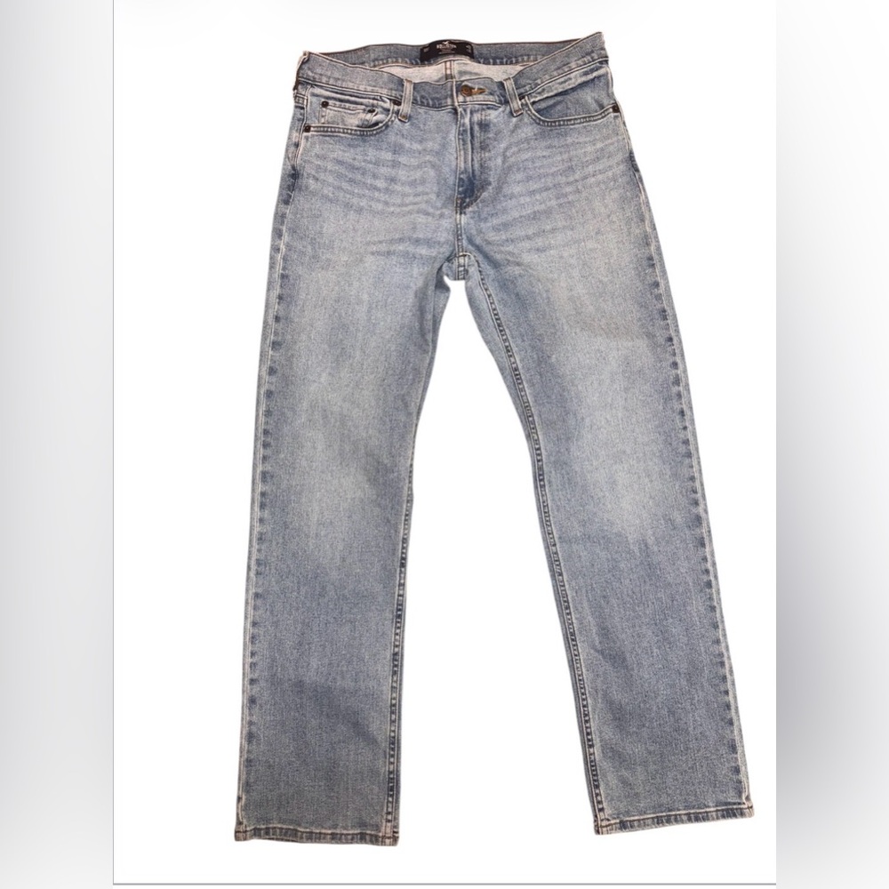 Hollister Straight Jeans Mens 32x32 Light Medium Wash Stretch Denim Cotton